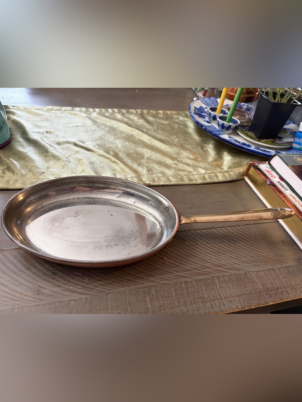 Copper-Tone Stainless Interior Fry Pan with Long Handle